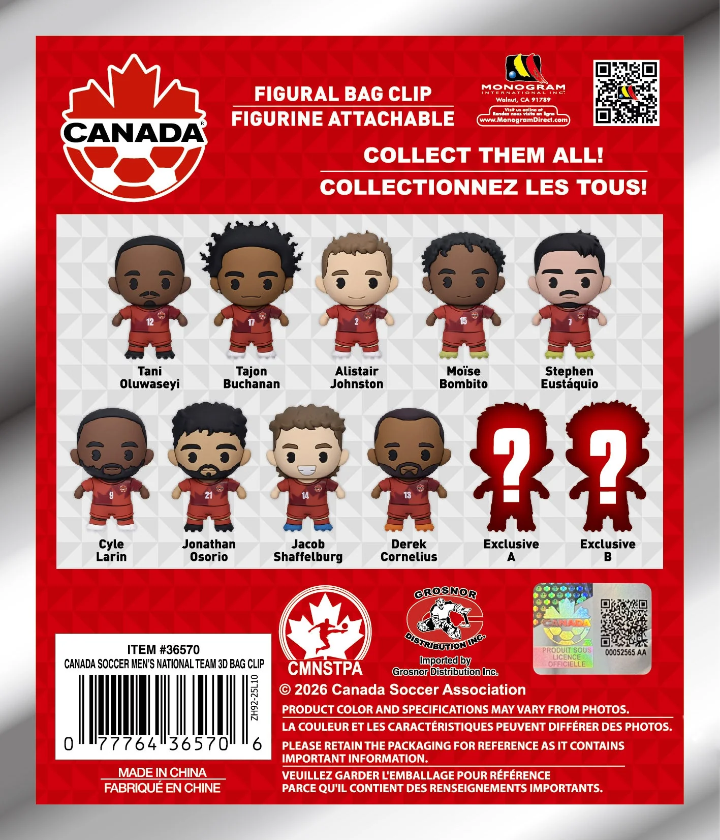 Anime 3D: Canada Soccer Men's National Team 3D Foam Bag Clip (1pc) - Image 4