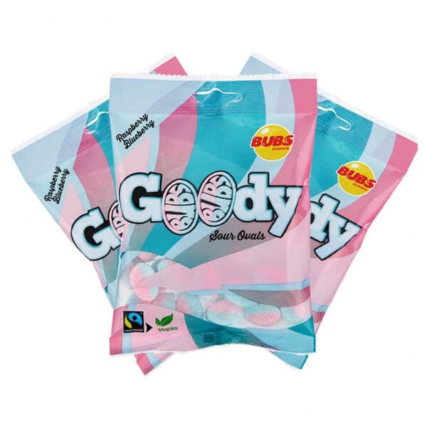 BUBS Godis: Sour Raspberry & Blueberry Goody Ovals (90g) Made in Sweden - Image 2