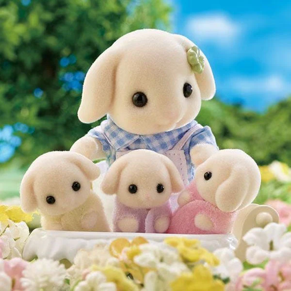 Calico Critters: Flora Rabbit Family (5pc) Posable Flocked Collectible Figurines - Image 3