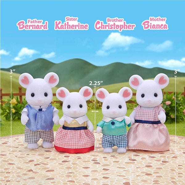 Calico Critters: Marshmallow Mouse Family (4pc) Posable Flocked Collectible Figurines - Image 2