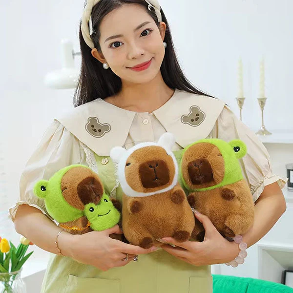 Capybara 9" Kawaii Matching Frog Hat & Purse Plush Toy (1pc) - Image 4