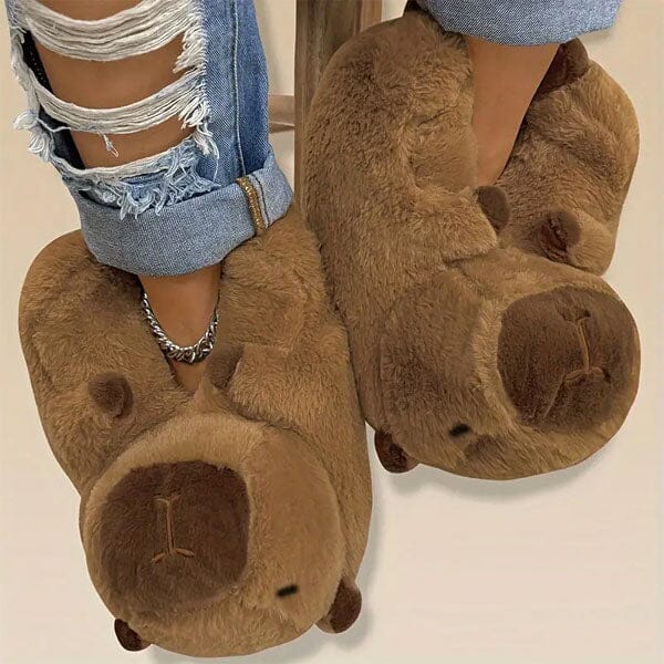 Capybara Plush Fluffy Animal Slippers - Image 6