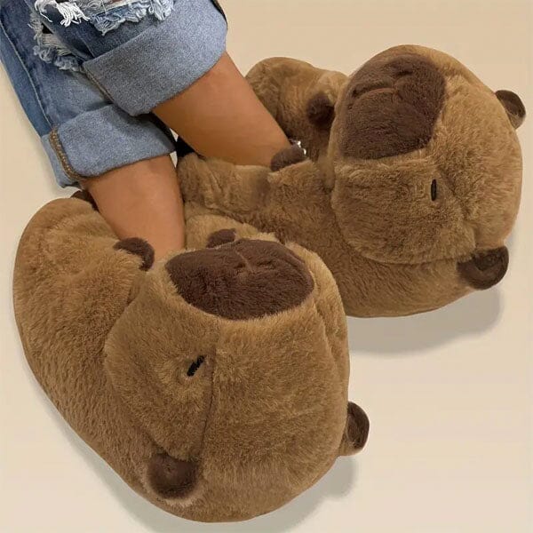 Capybara Plush Fluffy Animal Slippers - Image 7