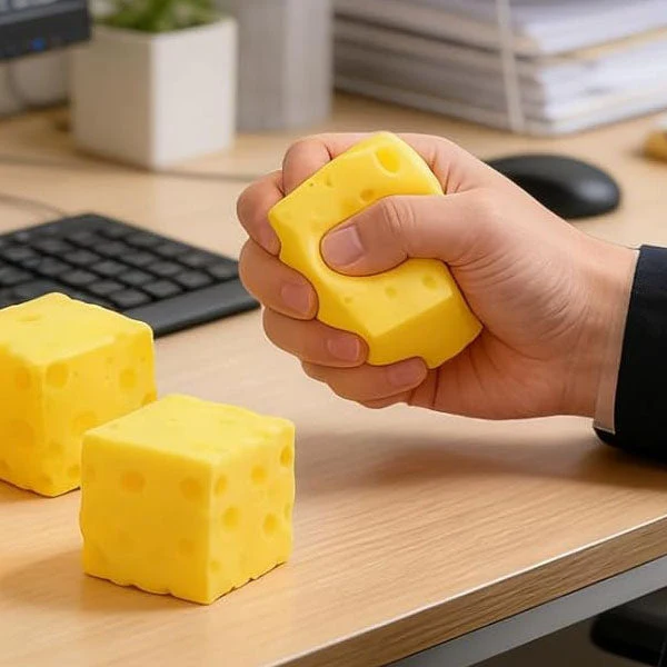 Cheese Cube Slow-Rise Squishy® Fidget Toy (1pc) - Image 3