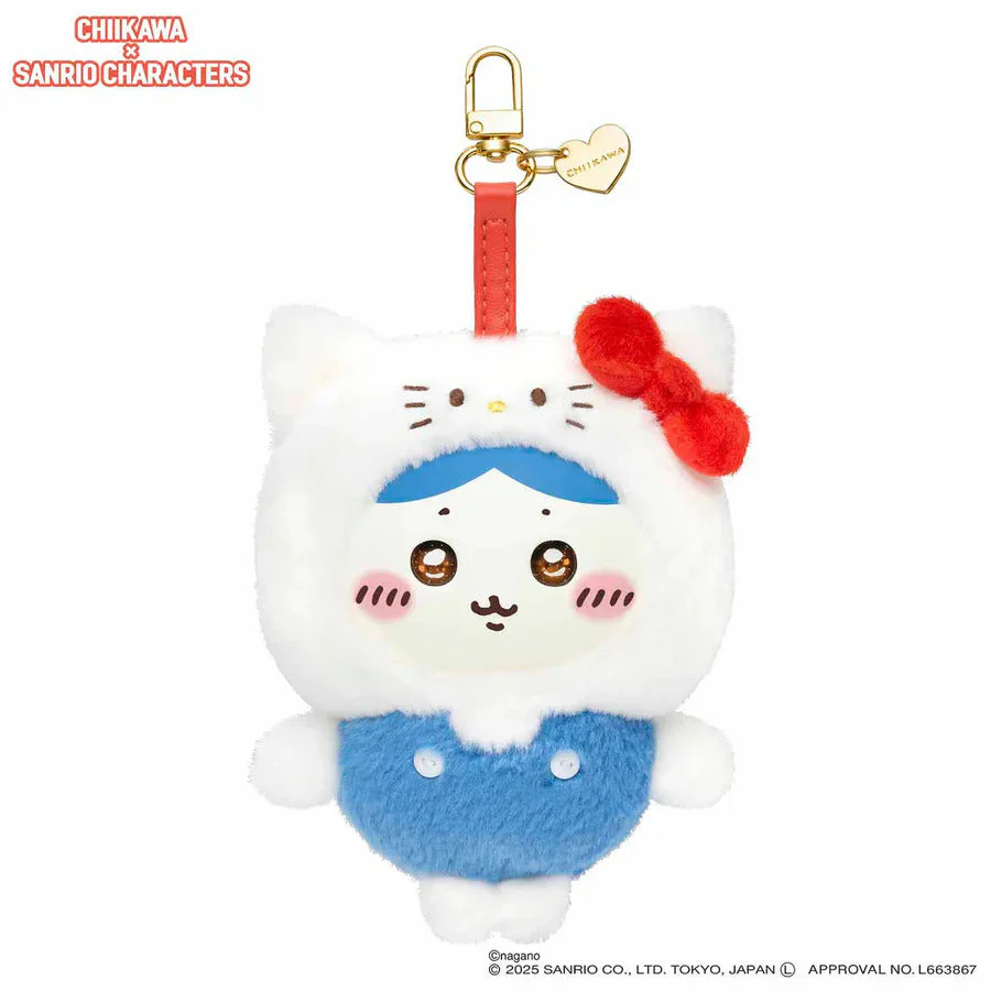 Chiikawa Kiramekko Hachiware × Hello Kitty Plush Keychain - Image 2