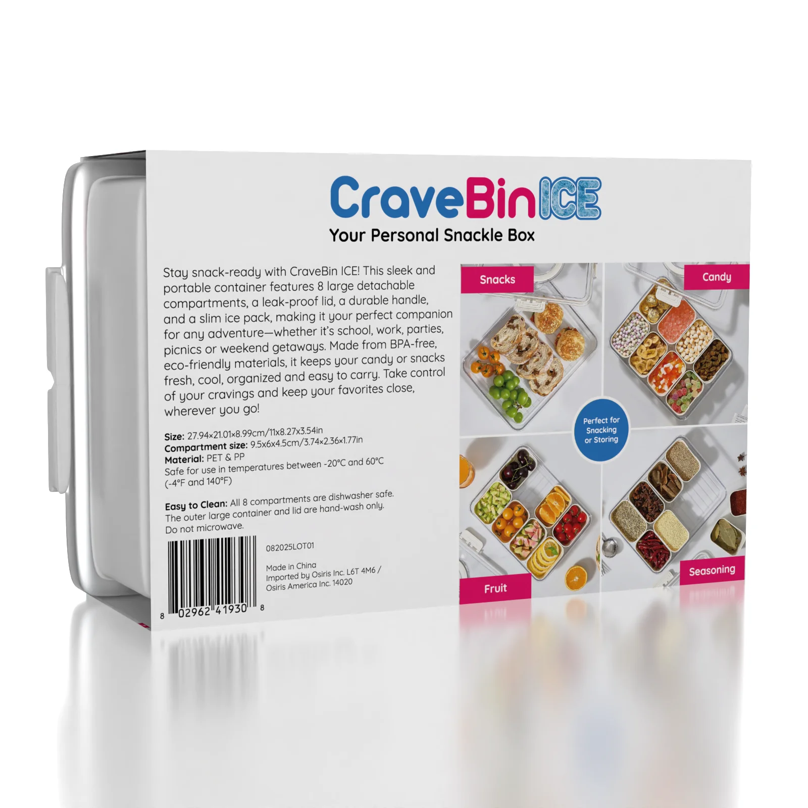 CraveBin Ice Snackle Box - Portable Snack Bin with Ice Pack - Image 2