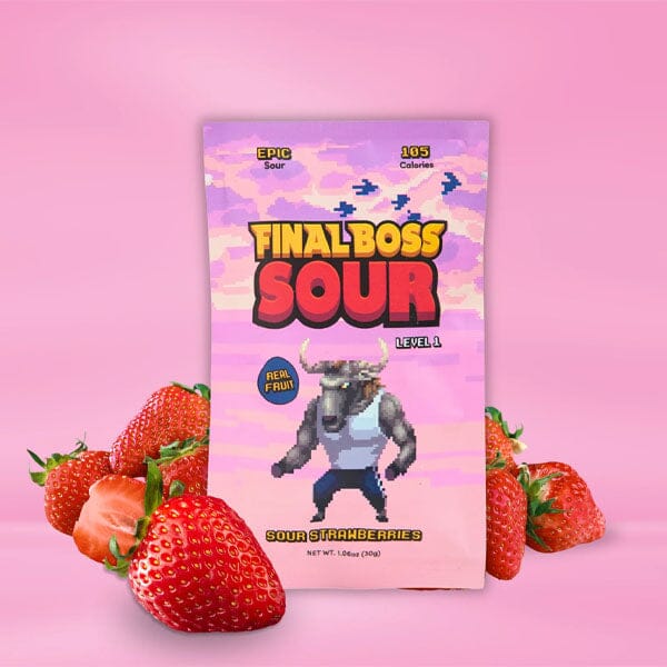Final Boss Sour Dried Berry Candy 30g (1.06oz) Level 1 Strawberries