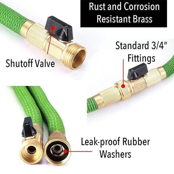 GRO-Hose GREEN | 75ft Expandable Hose With Sprayer Nozzle & Brass Valve - Image 6