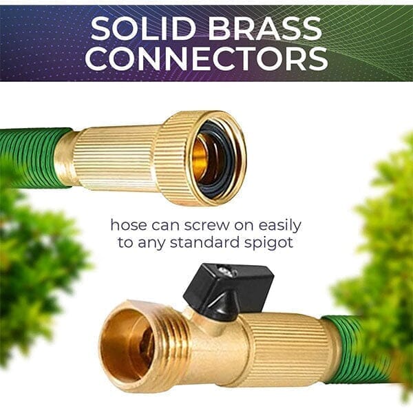 GRO-Hose GREEN | 75ft Expandable Hose With Sprayer Nozzle & Brass Valve - Image 8