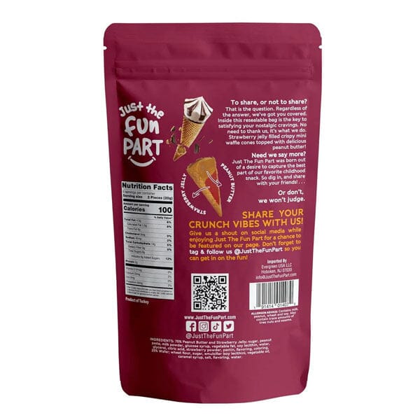 Just The Fun Part Peanut Butter & Jelly Filled Bite-Size Crispy Mini Waffle Cones (120g) Multiple Flavors - Image 5