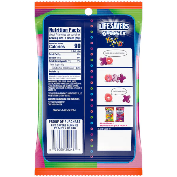 Life Savers X’s & O’s Gummies Candy (7 oz) – Fruity Soft & Chewy Fun Shapes - Image 2