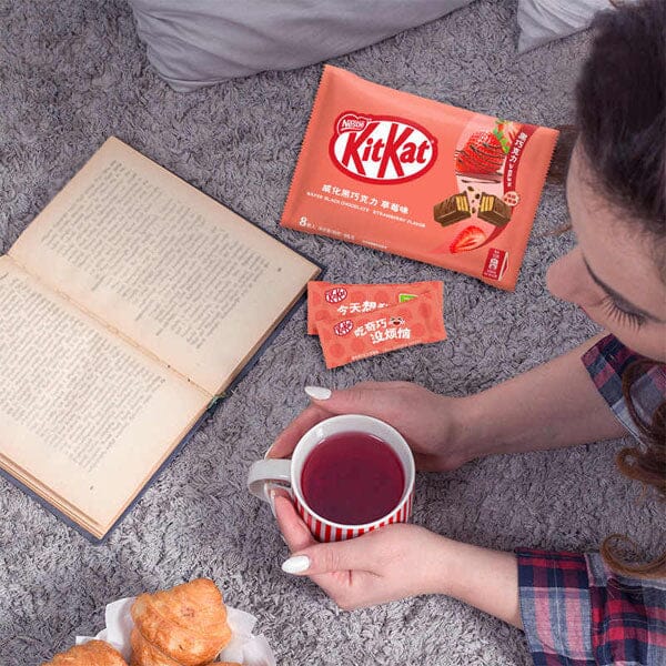 Nestlé Kit Kat Dark Chocolate Strawberry Flavored Wafer Cookies (96g) Imported - Image 3