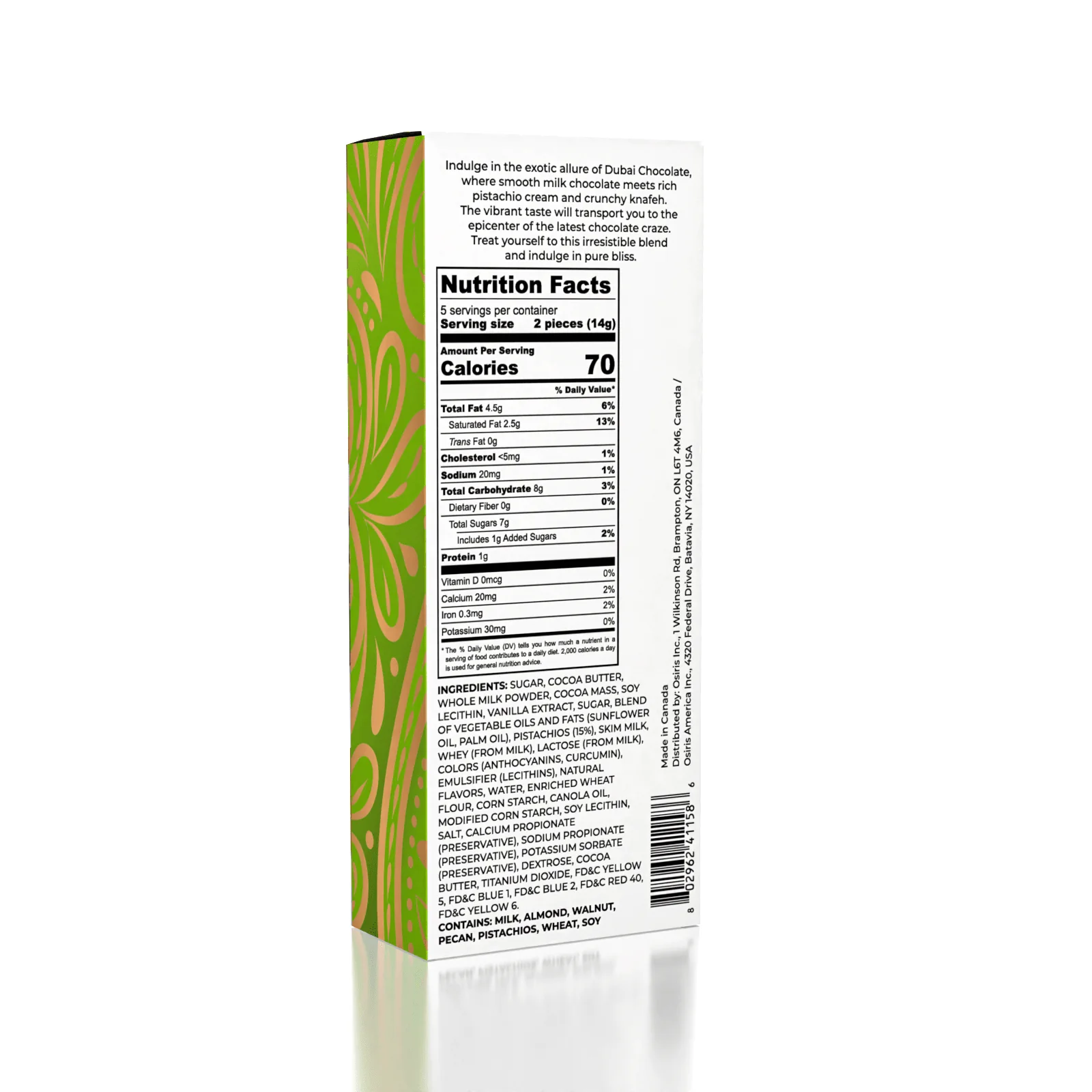 Dubai Chocolate Bar Pistachio by Oasis Treasures  75g (2.65oz) - Image 2
