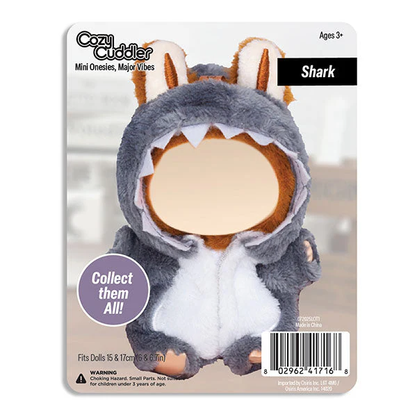 Outfit: Grey Shark Onesie Costume for Dolls - Petite Threads x Cozy Cuddler - Image 3
