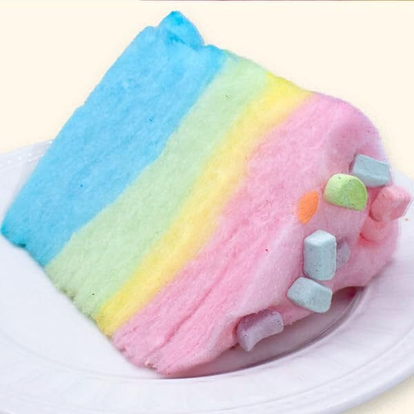 PartyPuffs Cotton Candy Cake Tub (4.2oz) Sliceable Rainbow Candy Floss - Image 4
