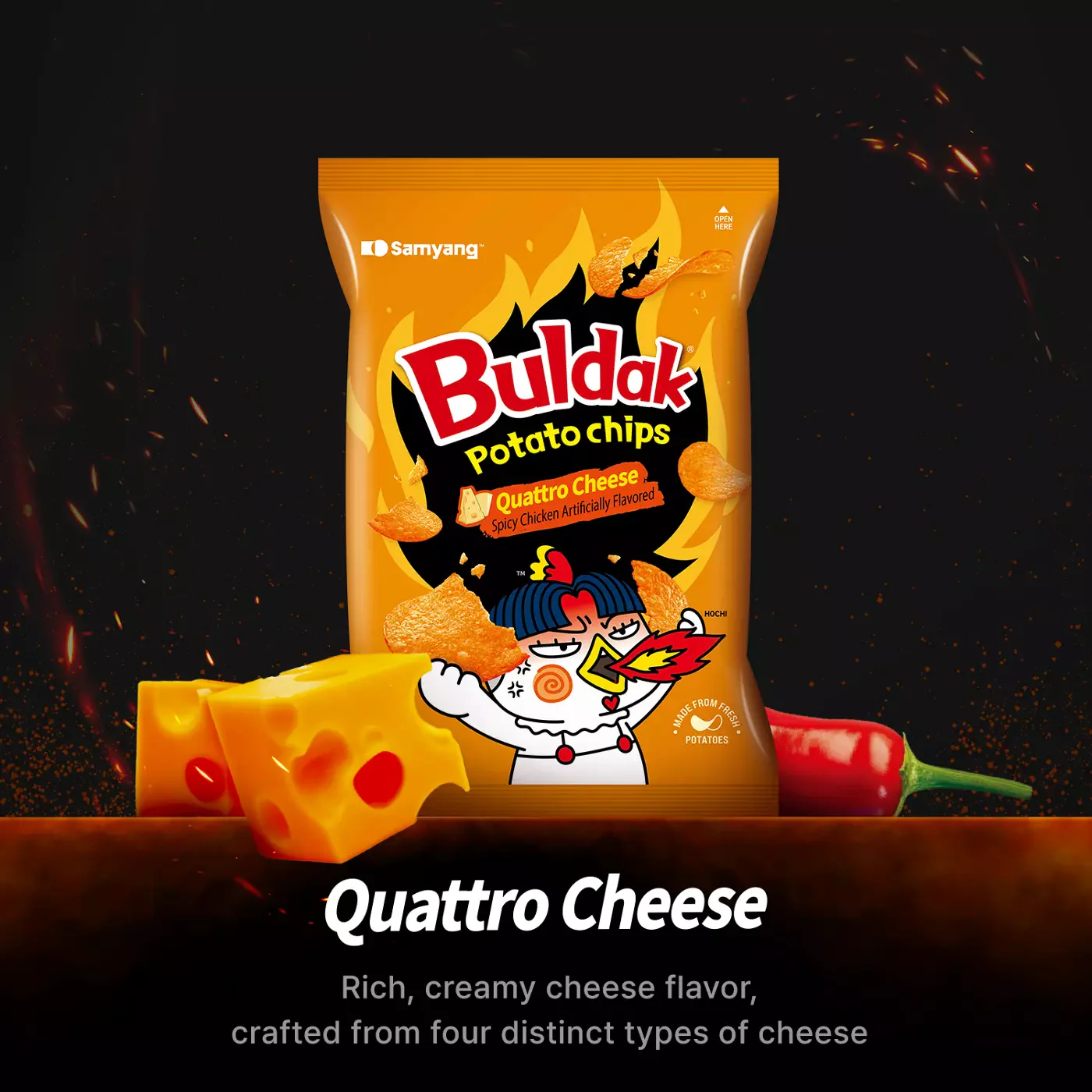 Samyang Buldak Quattro Cheese Potato Chips - Image 2