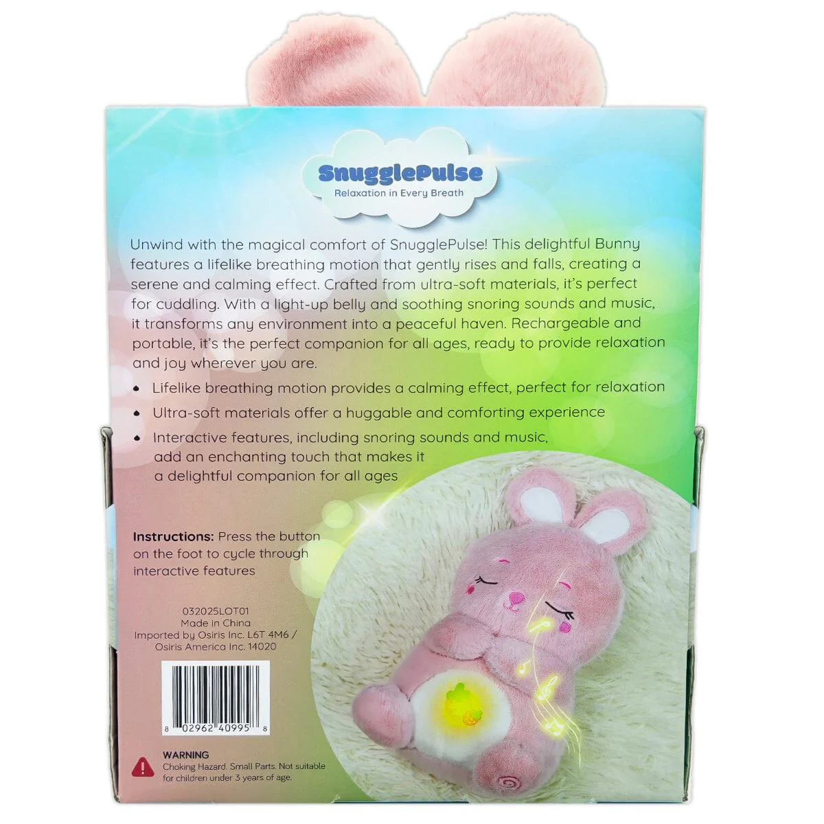 SnugglePulse: Flopsy The Bunny 10" Breathing Sensory Plush Toy - Image 2