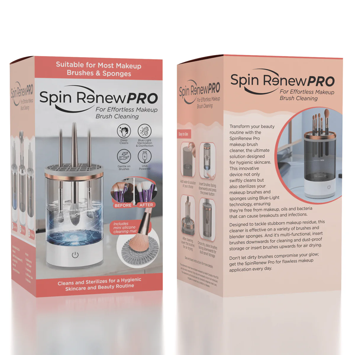 SpinRenew Pro: Spinning Ultrasonic Makeup Brush & Sponge Cleaner Machine