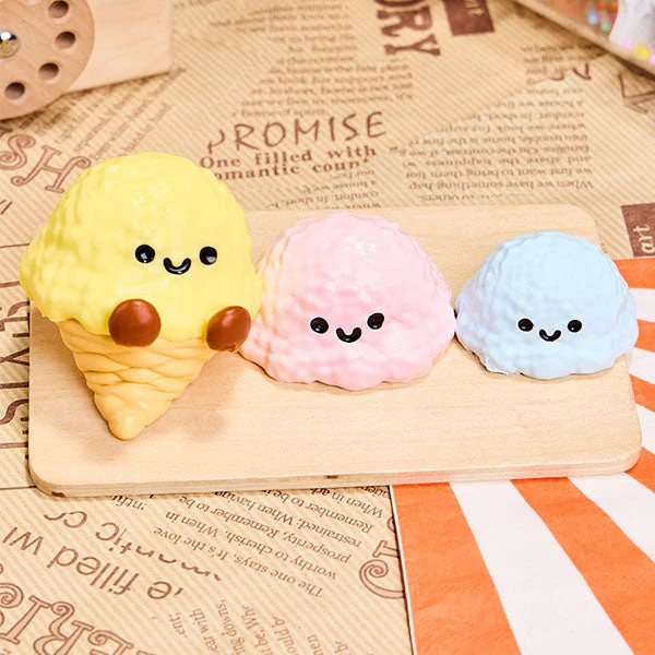 SqueezeSquad Taba Deluxe Premium Silicone Squishy® Fidget Toy - Triple Ice Cream Cone - Image 3