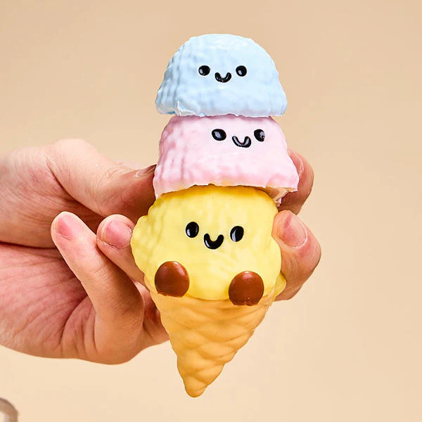 SqueezeSquad Taba Deluxe Premium Silicone Squishy® Fidget Toy - Triple Ice Cream Cone - Image 6