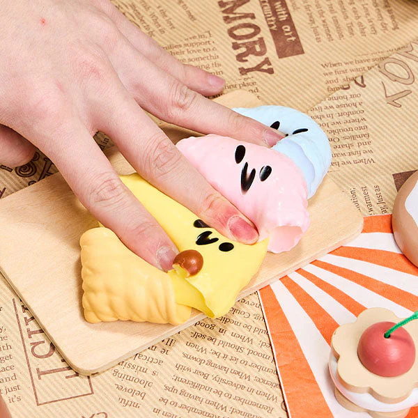 SqueezeSquad Taba Deluxe Premium Silicone Squishy® Fidget Toy - Triple Ice Cream Cone - Image 8