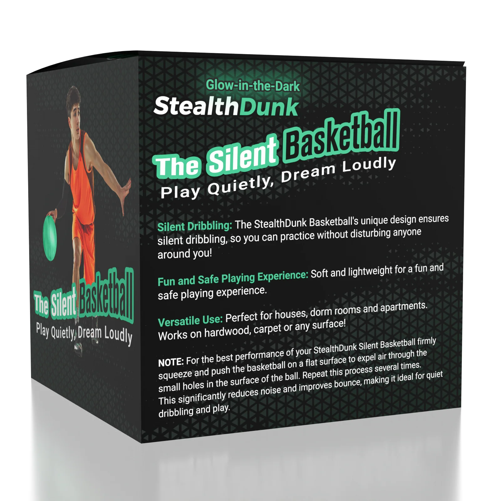StealthDunk Glow-in-the-Dark Silent Basketball No. 3 Kids' Size - Image 2
