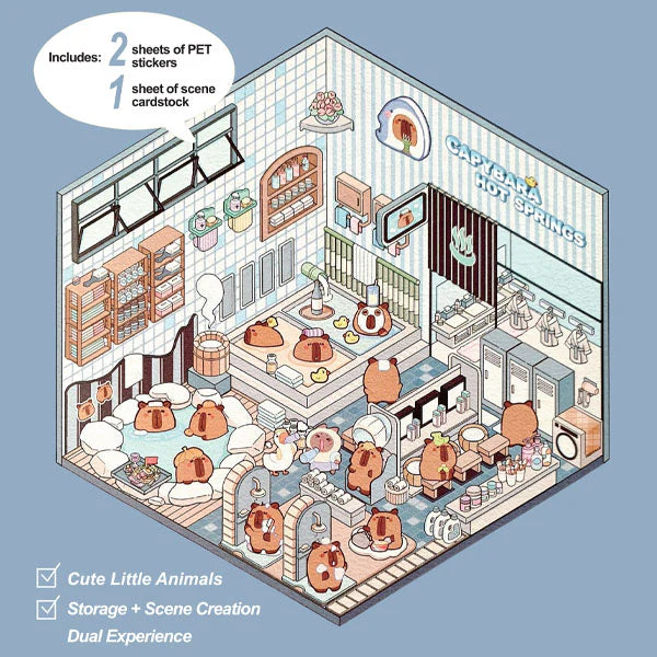 Studio Art Moodioma Kawaii Sticker Story Scene Kit (2 Sticker Sheets + Background Card) Multiple Styles - Image 8
