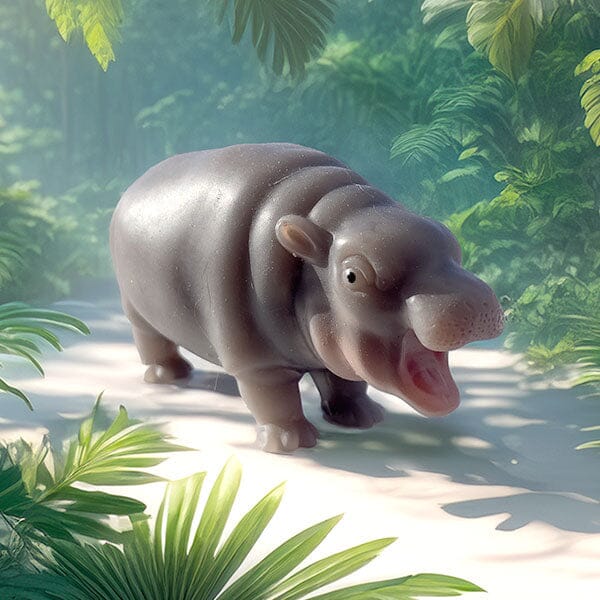 TrueHeart Treasures Silicone Reborn Animals: Mini Hippo Newborn Baby (Includes Bed & Bottle) - Image 4