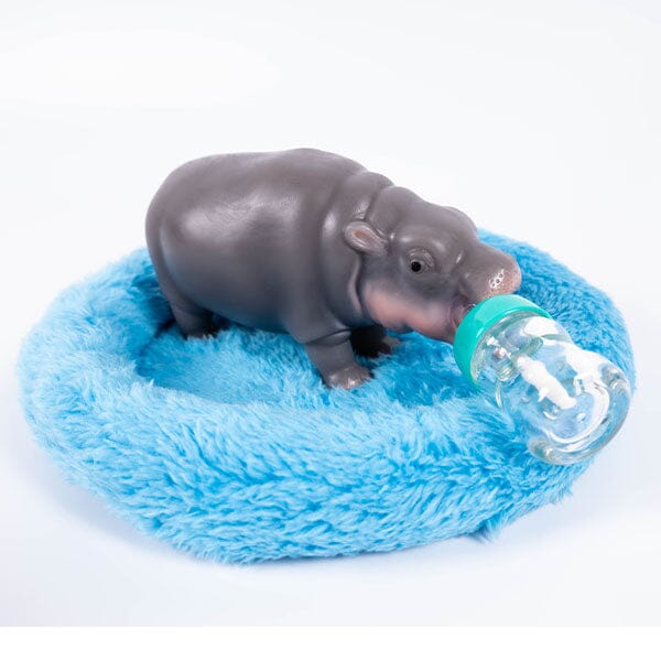 TrueHeart Treasures Silicone Reborn Animals: Mini Hippo Newborn Baby (Includes Bed & Bottle) - Image 5