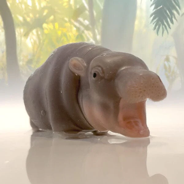 TrueHeart Treasures Silicone Reborn Animals: Mini Hippo Newborn Baby (Includes Bed & Bottle) - Image 9