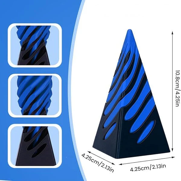 TwistQuest 3D Printed Fidget Spiral Cone Toy (Blue & Black) - Image 6