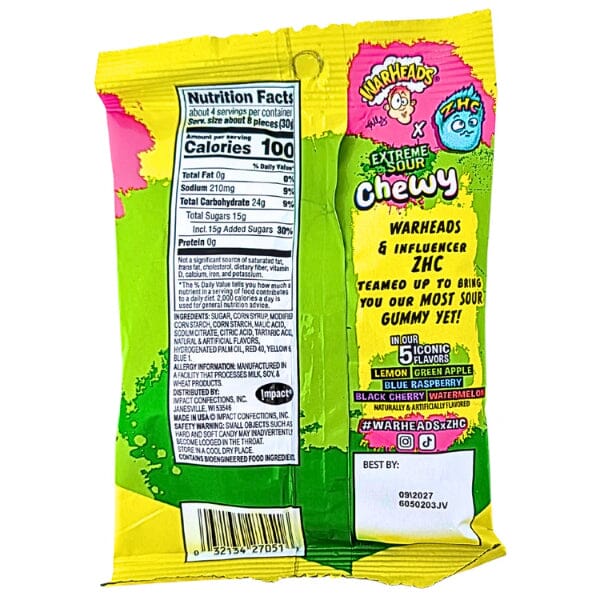 Warheads Extreme Sour Chewy (4.5oz) - Image 2